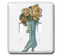 3dRose Vintage Victorian Boot with White Roses Interruttore a Doppia levetta, Bianco