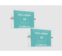 3DScube n.2 PEZZI targa in plexiglass da parete a tasca, contenitore porta avvisi e depliant formato A6 orizzontale 15×10,5x cm, distanziali in alluminio spazzolato