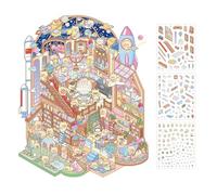 3DSticker Scene - Set di adesivi per la casa, adesivi per museo della scienza dei cartoni animati, adesivi fatti a mano, adesivi paesaggistici museali, scena in miniatura per il Ringraziamento, Natale