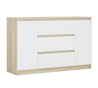 3E 3xE living.com 3xEliving Demi 2D3S Cassettiera, Colore: quercia sonoma/bianco, Dimensioni: L: 120 cm, P 39 cm, H: 78 cm, con due porte e tre cassetti