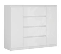 3E 3xE living.com 3xEliving Demi 2D4S Cassettiera, Colore: bianco/bianco lucido, Dimensioni: L: 120 cm, P 39 cm, H: 101 cm. con due porte e quattro cassetti