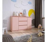 3E 3xE living.com Cassettiera a 2 ante 3 cassetti L: 120 cm, A: 78 cm, P: 40 cm, Colore: ROSA, armadio per camera da letto per adulti, armadio per camera da letto per bambini, credenza soggiorno