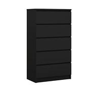 3E 3xE living.com Cassettiera con 5 cassetti 70 cm, Colore: Nero opaco, L: 70 cm, P: 39 cm, A: 124 cm