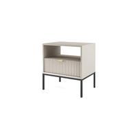 3E 3xE living.com Comodino: 2 cassetti, Cashmere, Nero, 54 x 56 x 39 cm, maniglie dorate