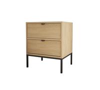 3E 3xE living.com Comodino con due cassetti e struttura, maniglia HEXA oro, colore ROVERE CREMONA, 50 x 40 x 58 cm