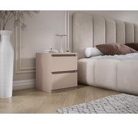 3E 3xE living.com Comodino da appoggio con due cassetti - 45 × 36 × 36 cm - colore: Marrone Caramello