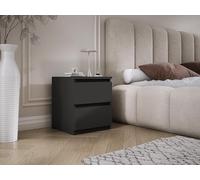 3E 3xE living.com Comodino da appoggio con due cassetti - 45 × 36 × 36 cm - colore: Nero