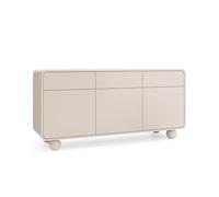 3E 3xE living.com Credenza in cashmere con tre ante e tre cassetti - Design moderno, gambe a sfera, 160 x 75 x 39 cm