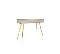 3E 3xE living.com Elegante toletta beige con gambe dorate, 102 x 80 x 50