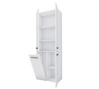 3E 3xE living.com Mobile bagno Bagnoli - Mobile da terra con cinque ripiani e un cesto portabiancheria, bianco, P: 30 cm, A: 174 cm, L: 60 cm