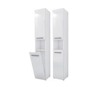 3E 3xE living.com Mobile bagno Bagnoli SLIM III bianco lucido - L: 30 cm, A: 174 cm, L: 30 cm