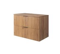 3E 3xE living.com Mobile da bagno, rovere artigianale con maniglia nera/con piastra superiore, 80 x 57 x 46 cm