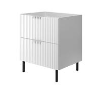 3E 3xE living.com Mobile lavabo, Bianco, 60 x 77 x 46 cm, maniglia argento, gambe nere, senza piano