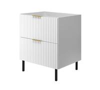 3E 3xE living.com Mobile lavabo, Bianco, 60 x 77 x 46 cm, maniglia oro, gambe nere, senza piano