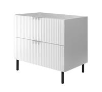 3E 3xE living.com Mobile lavabo, Bianco, 80 x 77 x 46 cm, maniglia argento, gambe nere, senza piano
