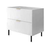 3E 3xE living.com Mobile lavabo, Bianco, 80 x 77 x 46 cm, maniglia oro, gambe nere, senza piano