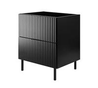 3E 3xE living.com Mobile lavabo, Nero, 60 x 77 x 46 cm, maniglia nera, gambe nere, senza piano
