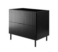 3E 3xE living.com Mobile lavabo, Nero, 80 x 77 x 46 cm, maniglia nera, gambe nere, senza piano