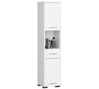 3E 3xE living.com Scaffale di stoccaggio con due armadi e cassetti Koralia D2 SZ1 W1, D: H: 140 cm, L: 30 cm, P: 30 cm, colonna del bagno, mobili da bagno, mobiletto bagno, bianco