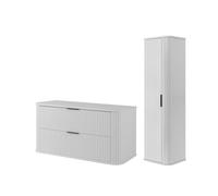 3E 3xE living.com Set bagno con top e colonna, Bianco, 100 x 52 x 42 cm