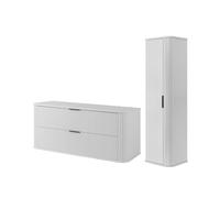 3E 3xE living.com Set bagno con top e colonna, Bianco, 120 x 52 x 42 cm