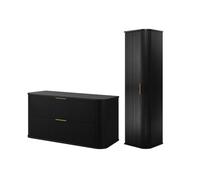 3E 3xE living.com Set bagno con top e colonna, Nero, 100 x 52 x 42 cm