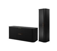 3E 3xE living.com Set bagno con top e colonna, Nero, 120 x 52 x 42 cm