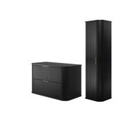 3E 3xE living.com Set bagno con top e colonna, Nero, 80 x 52 x 42 cm
