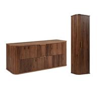 3E 3xE living.com Set bagno con top e colonna, Noce, 120 x 52 x 42 cm