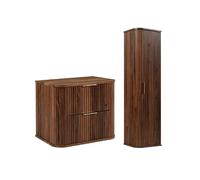 3E 3xE living.com Set bagno con top e colonna, Noce, 60 x 52 x 42 cm