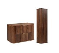 3E 3xE living.com Set bagno con top e colonna, Noce, 80 x 52 x 42 cm