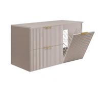 3E 3xE living.com Set di mobili da bagno con cesto portabiancheria e piano, maniglie dorate, cachemire, 120 x 46 x 57 cm