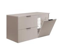 3E 3xE living.com Set di mobili da bagno con cesto portabiancheria e piano, maniglie nere, cachemire, 100 x 46 x 57 cm