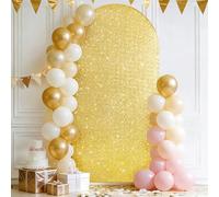 3E Home Copertura per sfondo ad arco con paillettes dorate, copertura per arco scintillante da 1,8 m, per matrimoni, baby shower, feste di compleanno, eventi, ricevimenti