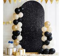 3E Home Copertura per sfondo ad arco con paillettes nere, copertura per arco scintillante da 1,8 m, per matrimoni, baby shower, feste di compleanno, eventi, ricevimenti
