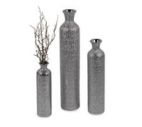 3er Set Bodenvasen Helsinki H.38 + 52+72cm Grigio Argento Ceramica FORMANO