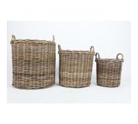 3er Set Cestini Vimini Tondo di Legno Vaso Culla Portatile 58cm 3 Misure Piccolo