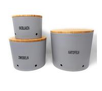 3er Set Cipolla Knoblauch- & Contenitore Patate Argento Grigio Chiaro CO2