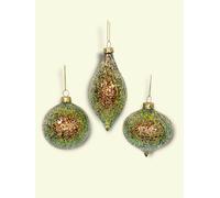 3er Set Goodwill Palla di Natale Vetro Lucentezza Iridescente Sfera Gocce 8-14cm