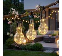 3er Set Lampada a Sospensione Solare Esterni Giardino Intemperie Akku Inox LED