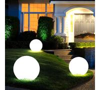 3er Set Lampada Solare Lampada a Sfera Terrazza IP44 Batteria Chiodi Bianco LED