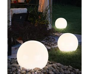 3er Set Lampione Lampada Solare Lampada a Sfera Intemperie Bianco Batteria LED