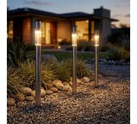 3er Set LED Design Esterno Giardino Steh Solare Plug-In Chiodi Vialetto Acciaio [EEK: Nicht bewertet]