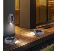 3er Set LED Esterno Decorazione Giardino Solare Pietre Grigio Steh Lampada Hof