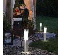 3er Set LED Solare Plug-In Luci Acciaio Faretto Terrazzi Cortile Esterno Lampade