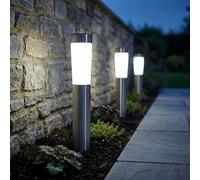 3er Set LED Solare Plug-In Luci Acciaio Faretto Terrazzi Cortile Esterno Lampade