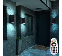 3er Set RGB LED Up Down Faretto Cambio Colore Regolatore Esterne Muro Casa Punti [EEK: F]
