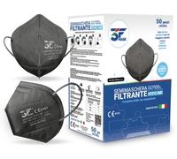 3fmask 50 FFP2 Certificate CE Made in Italy - 4 Strati, Imbustate Singolarmente - Confortevoli FFP2 Nere a Coppa