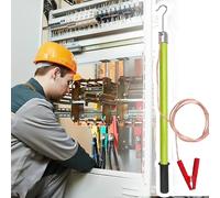 3ft 5ft 6ft 10ft Low Voltage Safely Discharge Tool, Electrician's Discharge Rod with 13/16 Ft Copper Wire, Lightweight Insulated Stick(Green,9.8ft/3meter - 220KV)