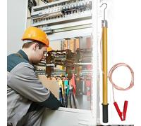 3ft 5ft 6ft 10ft Low Voltage Safely Discharge Tool, Electrician's Discharge Rod with 13/16 Ft Copper Wire, Lightweight Insulated Stick(Yellow,6.6ft/2meter - 110KV)